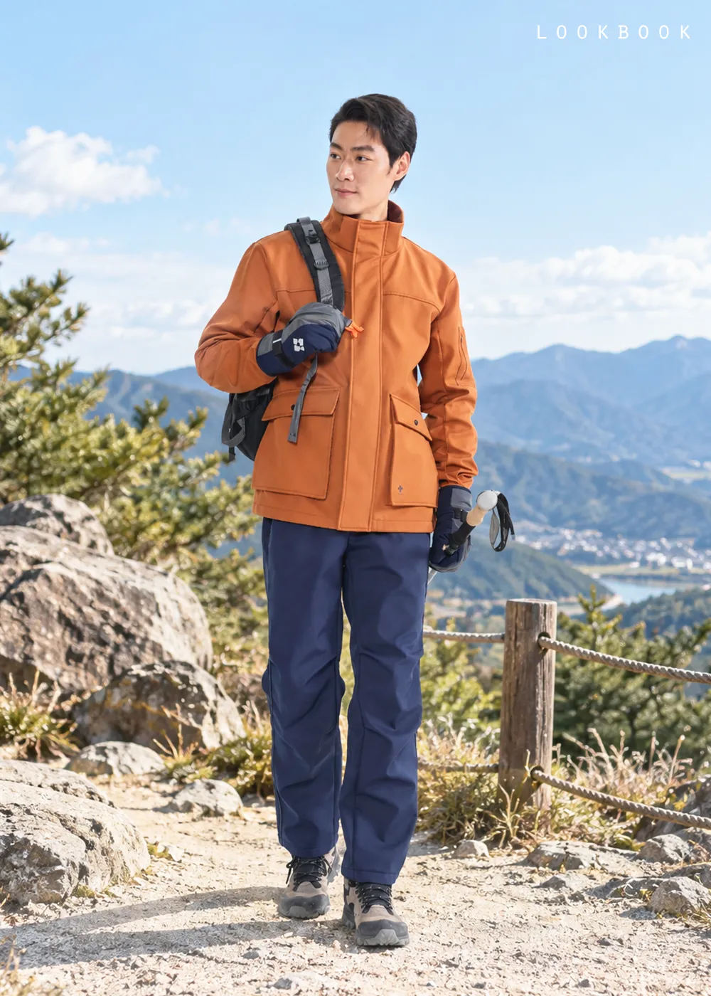 防水科技羊毛遠紅舒絨連指手套-暮夜藍,適用戶外滑雪與登山防風防寒