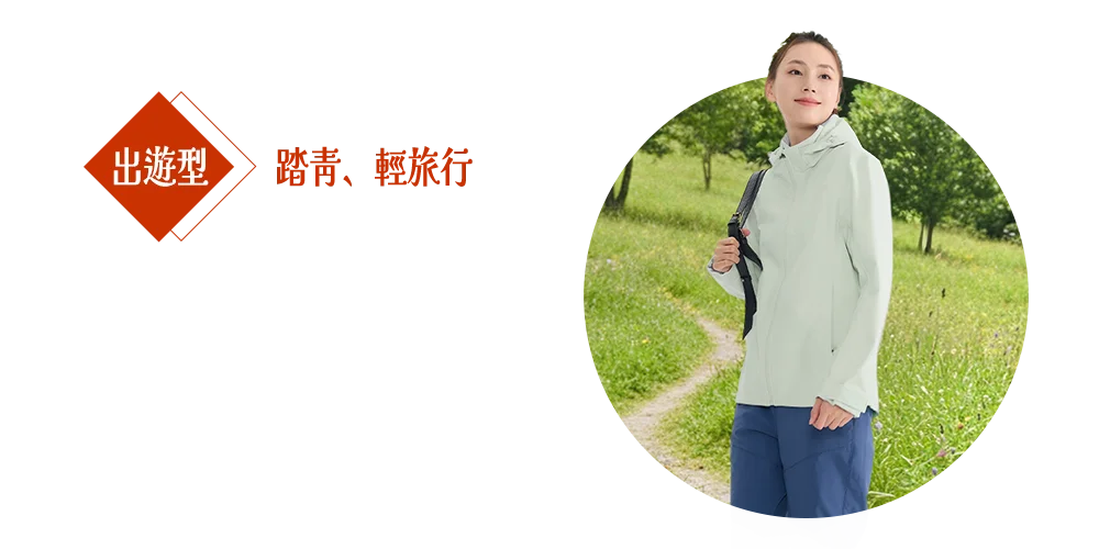 出遊型穿搭，踏青、輕旅行推薦防水防風軟殼帽可拆保暖外套