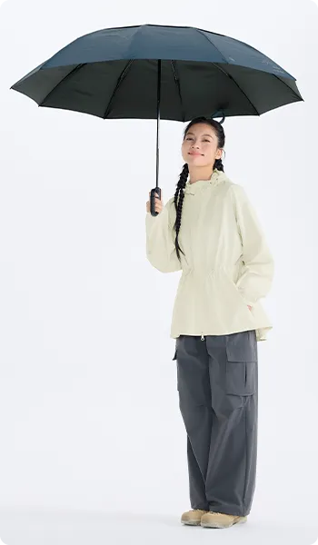 抗UV-環保防潑水中長版風衣外套-女