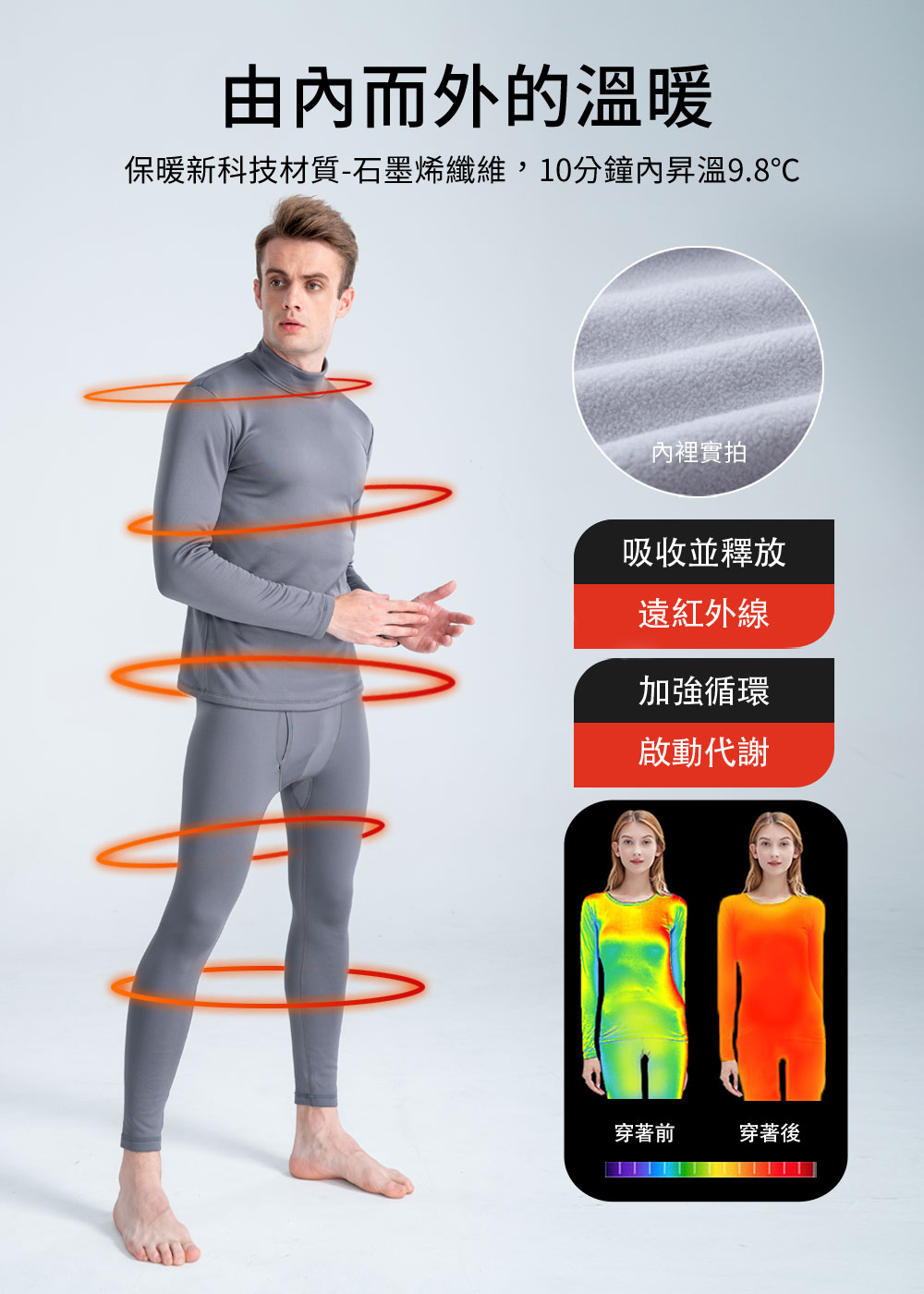 石墨烯恆溫舒絨半高領上衣-男| UV100就是防曬