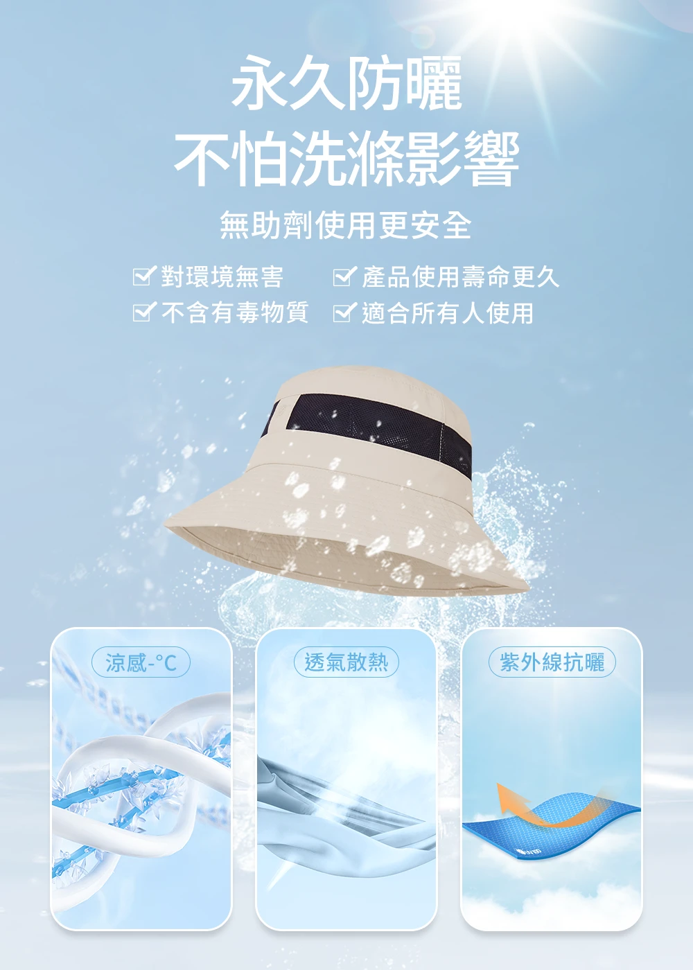 抗UV-Suptex清涼透氣軟帽簷漁夫帽| UV100就是防曬