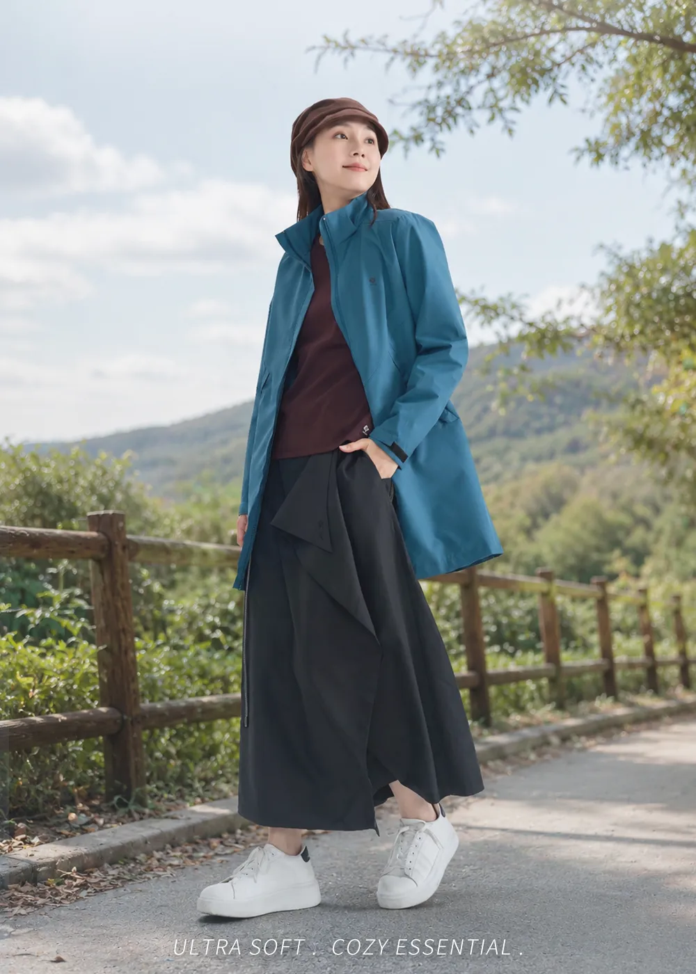 遠紅外線保暖堆堆帽穿搭，抗靜電舒絨內襯主動蓄熱升溫，適合秋冬戶外登山休閒與街頭漫步穿搭。